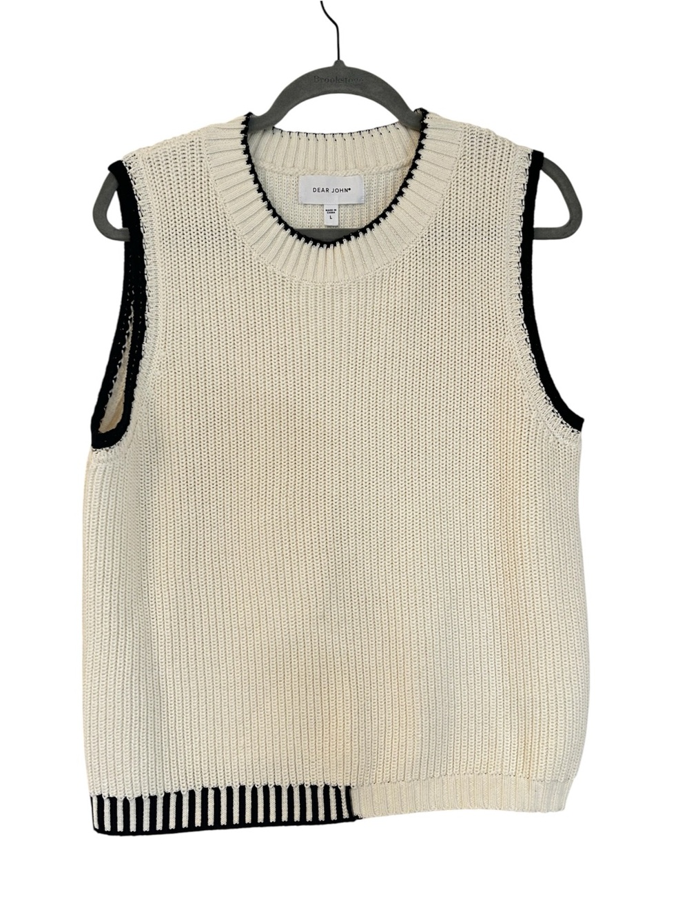 Dear John Sleeveless Birna Cream Sweater Vest Size L